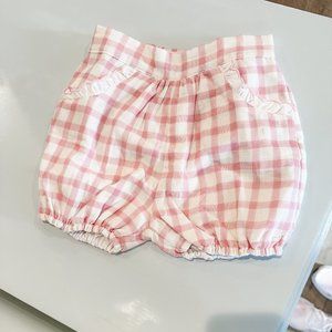 Sal & Pimenta Girls Scalloped Pocket Plaid Shorts